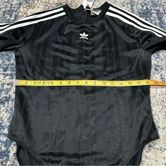 NWT Adidas Black & White Stripe Short Sleeve Bodysuit Size Medium - Picture 10 of 12